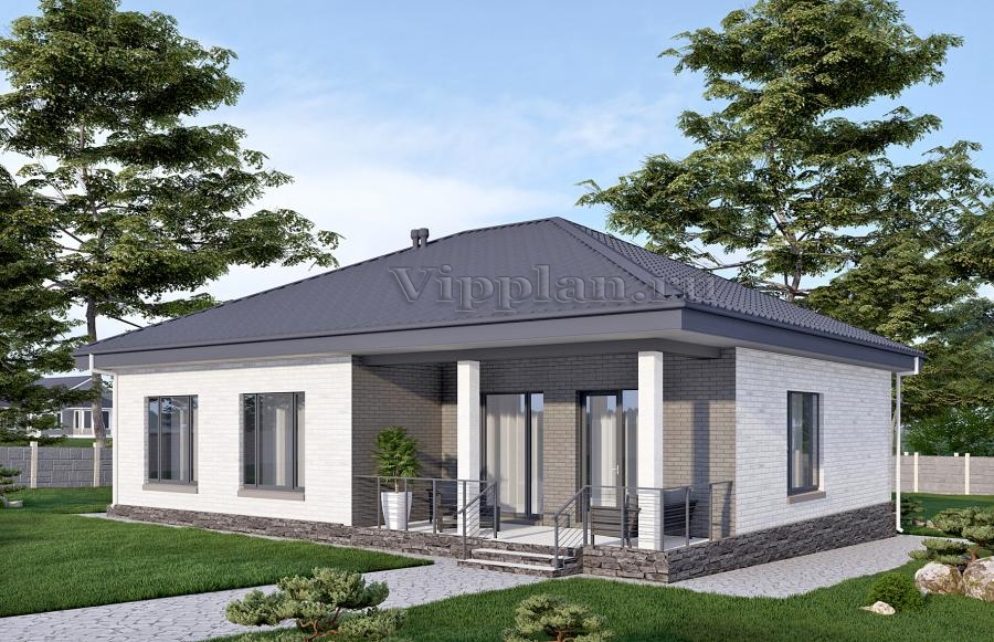 Одноэтажный дом с тремя спальнями, просторной гостиной и террасой